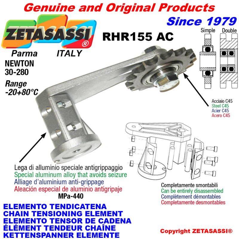 ZETASASSI RHR155AC34D Chain Tensioning Element Rhr155Ac With Idler Sprocket Ac-0