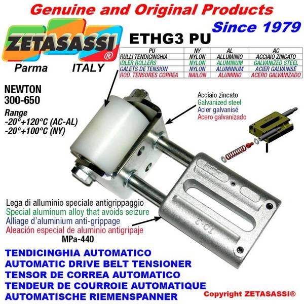 ZETASASSI ETHG3PU6090AL Automatic Linear Belt Tensioner Ethg3Pu With Fork And Belt Roller
