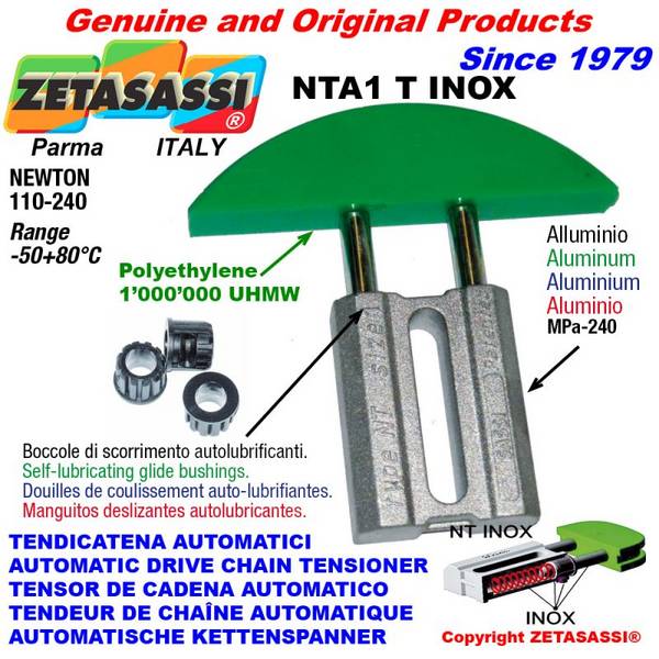 ZETASASSI NTA1T12TINOX Automatic Linear Drive Inox Chain Tensioner Nta1 Inox Round Arch