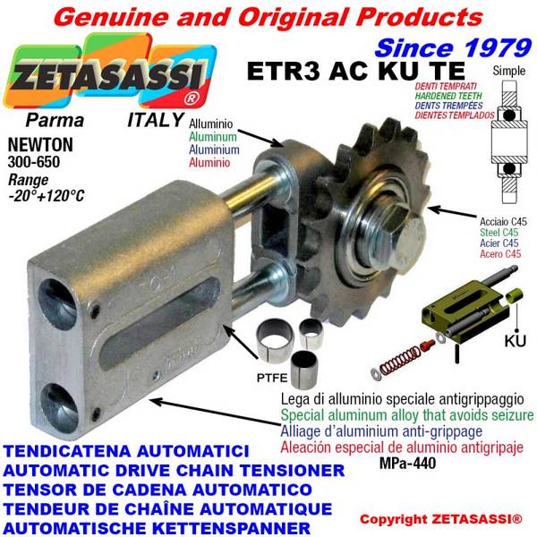 ZETASASSI ETR3AC58SKUTE Automatic Linear Chain Tensioner Etr3 Ac Ku Te With Hardened Idler