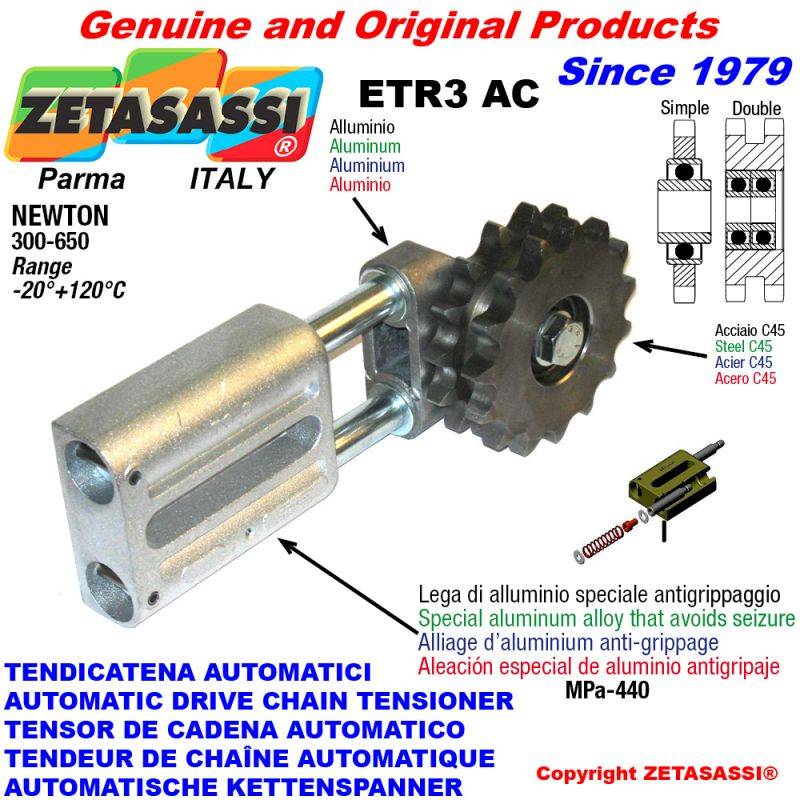 ZETASASSI ETR3AC134S Automatic Linear Chain Tensioner Etr3 Ac With Idler Sprocket Model-0