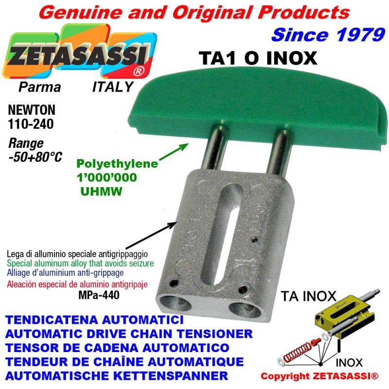 ZETASASSI TA1O38SINOX Automatic Linear Drive Inox Chain Tensioner Ta1 Inox Oval-0