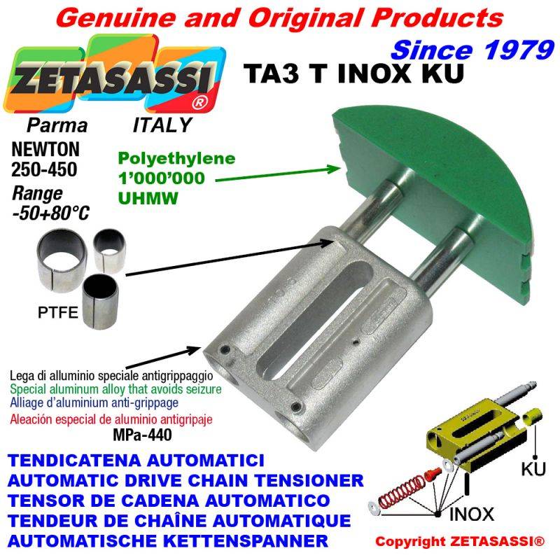 ZETASASSI TA3T1SINOXKU Automatic Linear Drive Inox Chain Tensioner Ta3 Inox Ku Round-0