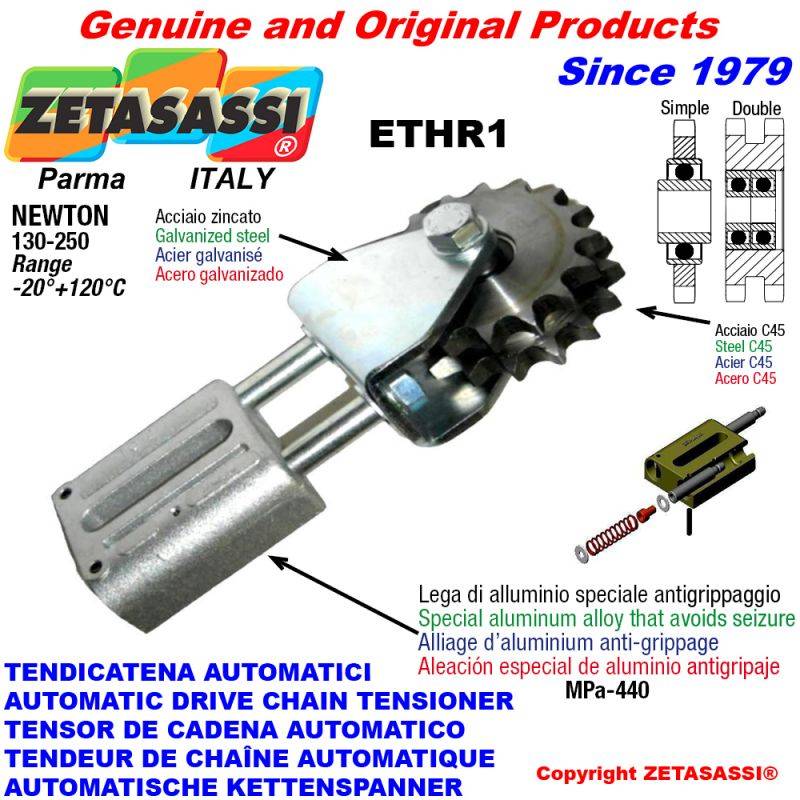 ZETASASSI ETHR138D Automatic Linear Chain Tensioner Ethr1 With Fork And Idler Sprocket-0