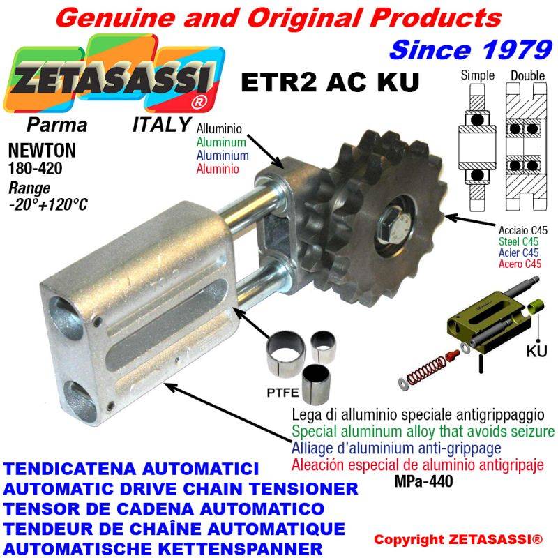 ZETASASSI ETR2AC34SKU Automatic Linear Chain Tensioner Etr2Acku With Idler Sprocket-0