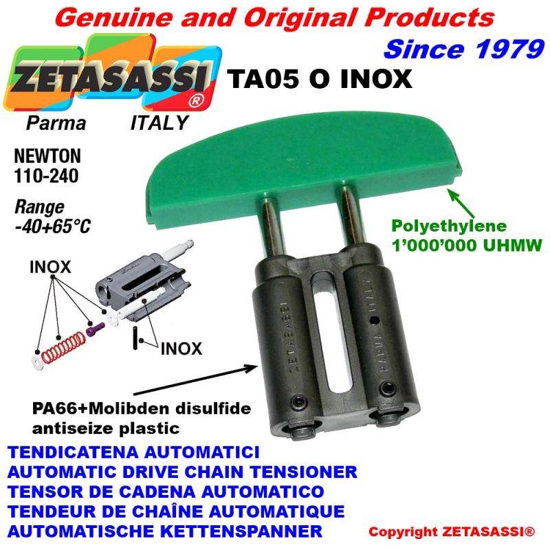 ZETASASSI TA05O12DINOX Automatic Linear Drive Inox Chain Tensioner Ta05 Inox Oval-0