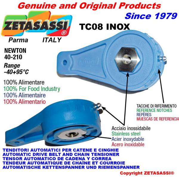 ZETASASSI TC08INOX Tensioner Tc08 Inox Alimentary With Hole Or Threaded Bore Newton 40:210