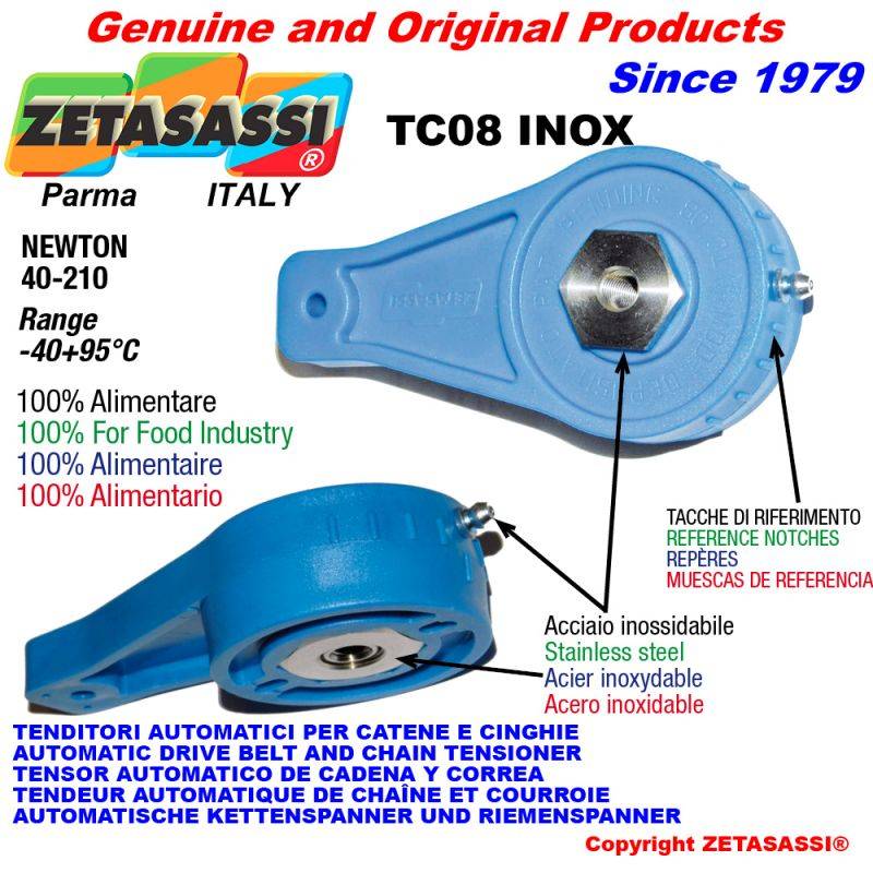 ZETASASSI TC08INOX85 Tensioner Tc08 Inox Alimentary With Hole Or Threaded Bore