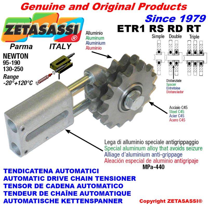 ZETASASSI ETR1RT38190 Automatic Linear Chain Tensioner Etr1 With Idler Sprocket Model