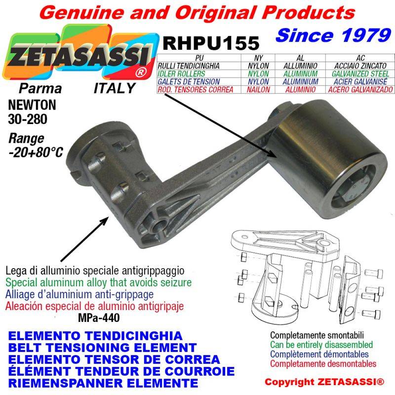 ZETASASSI RHPU1553035NY Belt Tensioning Element Rhpu155 With Idler Roller-0