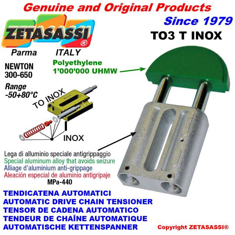 ZETASASSI TO3TASA100SINOX Automatic Linear Drive Inox Chain Tensioner To3-0