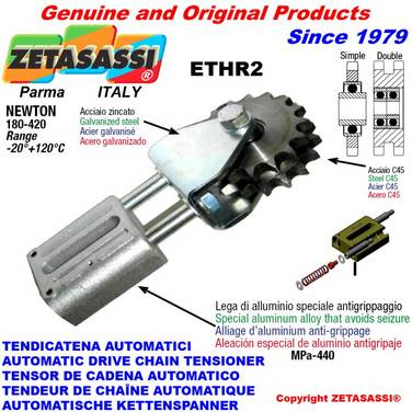 ZETASASSI ETHR258S Automatic Linear Chain Tensioner Ethr2 With Fork And Idler Sprocket
