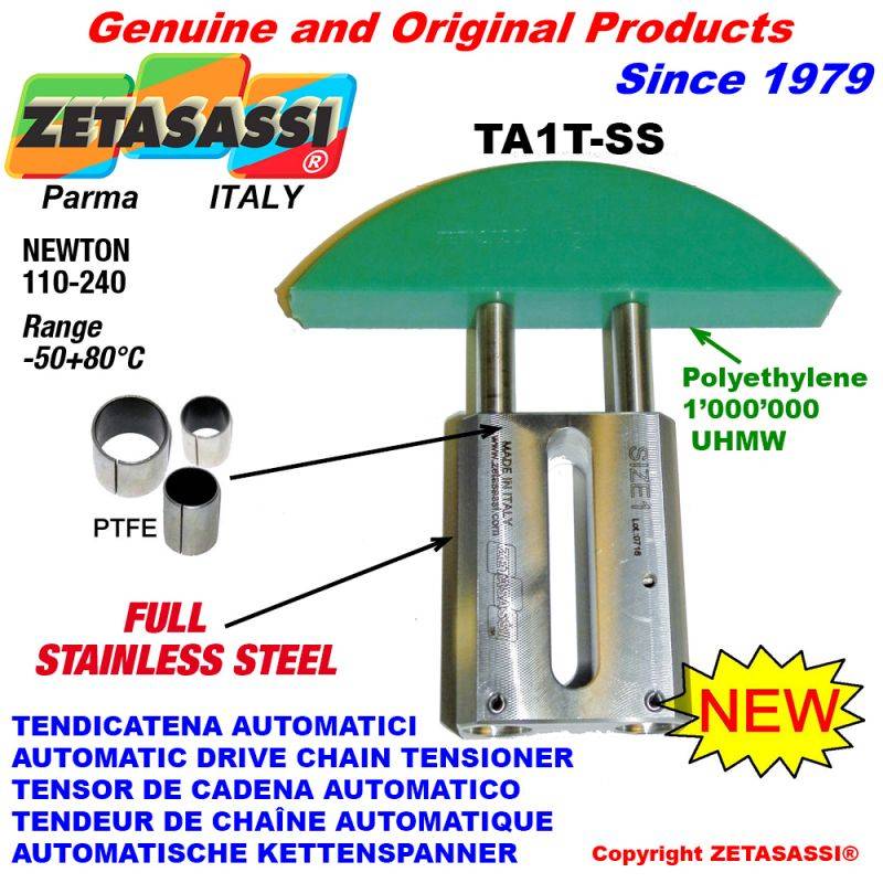 ZETASASSI TA1T38S-SS Completely In Stainless Steel Automatic Linear Drive Chain Tensioner-0
