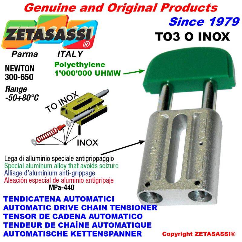 ZETASASSI TO3OASA100SINOX Automatic Linear Drive Inox Chain Tensioner To3-0