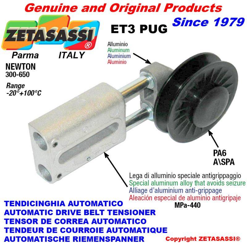 ZETASASSI ET3PUG3 Automatic Linear Belt Tensioner Et3 Pug With Pulley