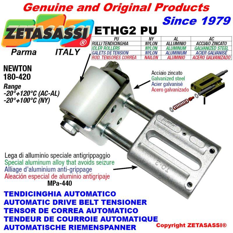ZETASASSI ETHG2PU5065AL Automatic Linear Belt Tensioner Ethg2Pu With Fork And Belt Roller-0