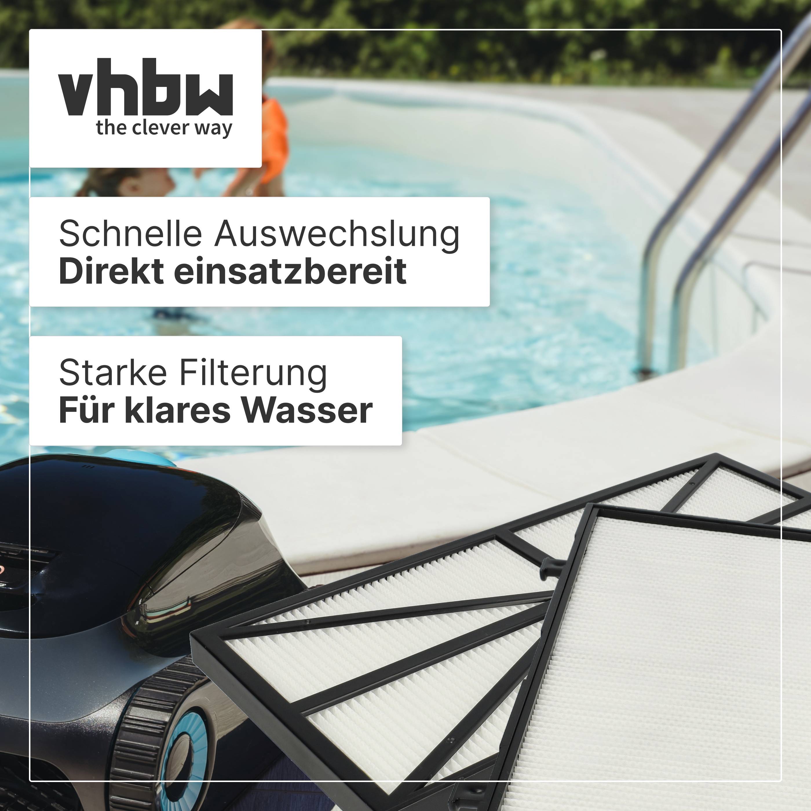 vhbw 4x Filterpad kompatibel mit Dolphin LR6 | Explorer Plus, Liberty Poolsauger, Poolroboter - Feinfilter, 26,5 x 15,8-2