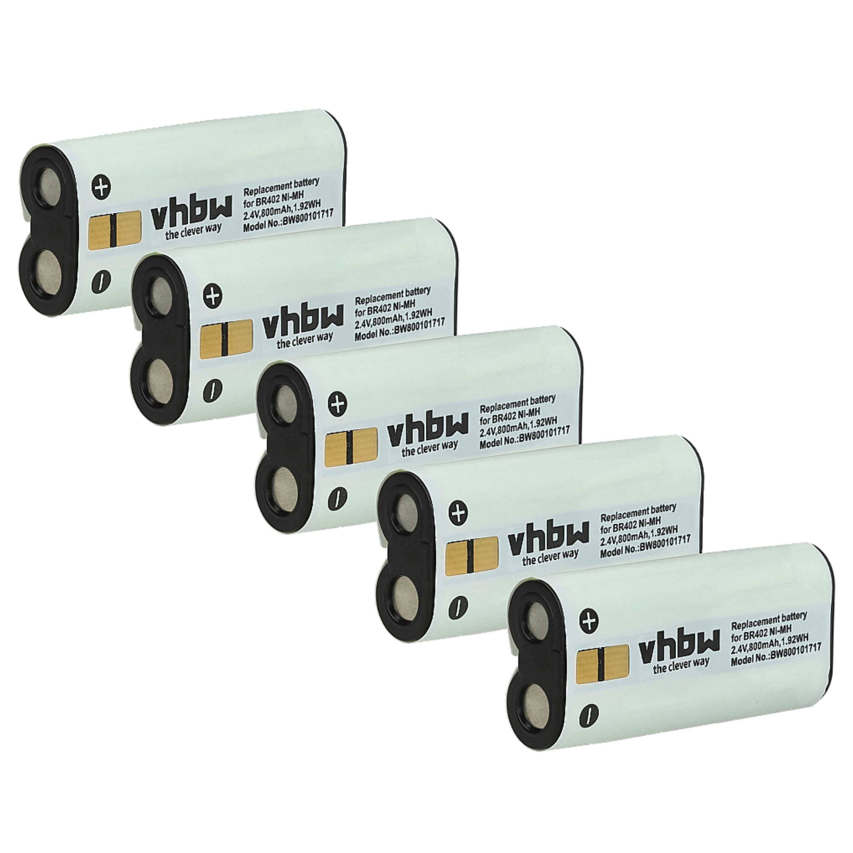 vhbw 5x Akku Ersatz für Olympus BR403 | BR402 für Diktiergerät (800 mAh, 2,4 V, NiMH)-0