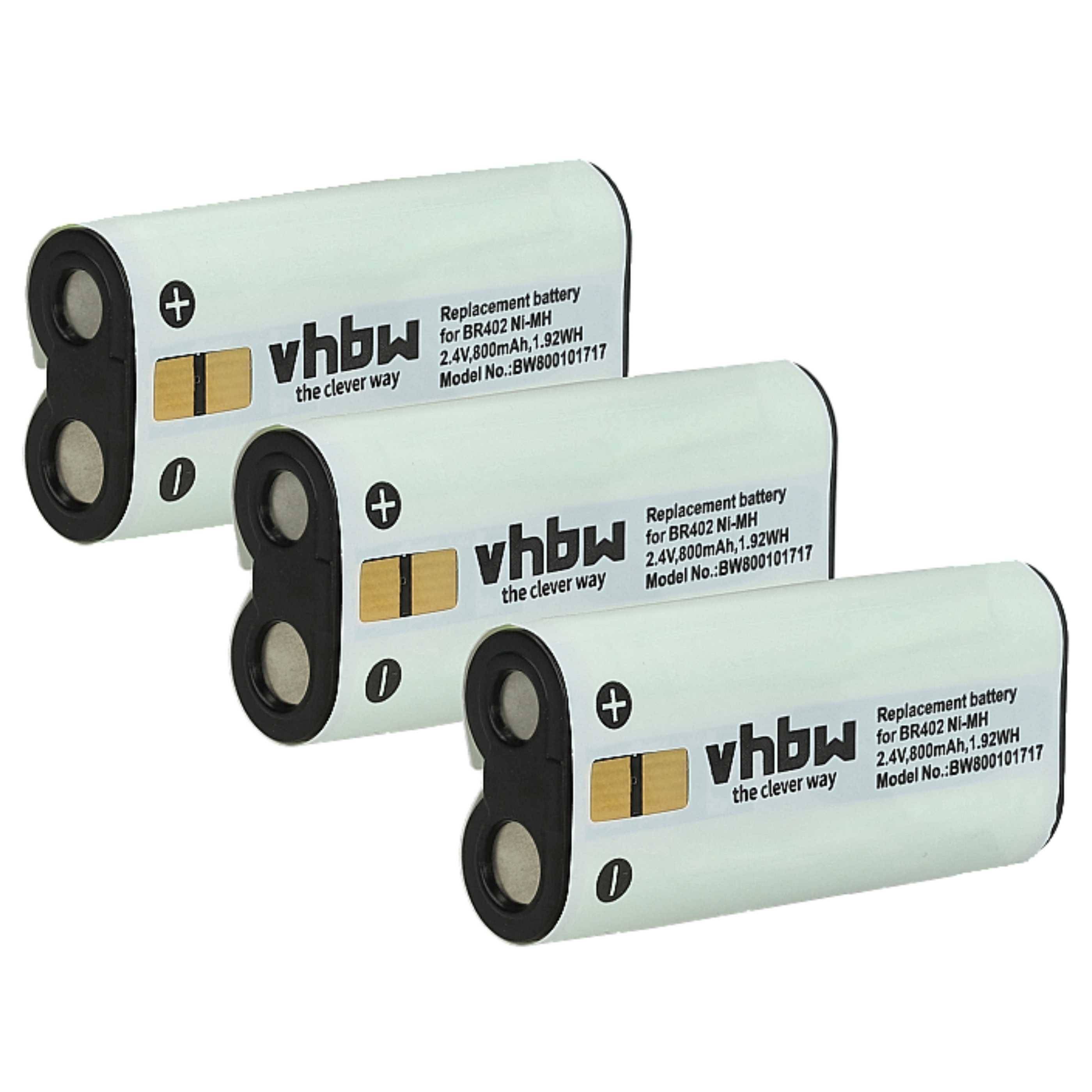 vhbw 3x Akku kompatibel mit Olympus DS-3300 | DS-2300, DS-5000, DS-4000, DS-5000ID Diktiergerät (800 mAh, 2,4 V, NiMH)-0