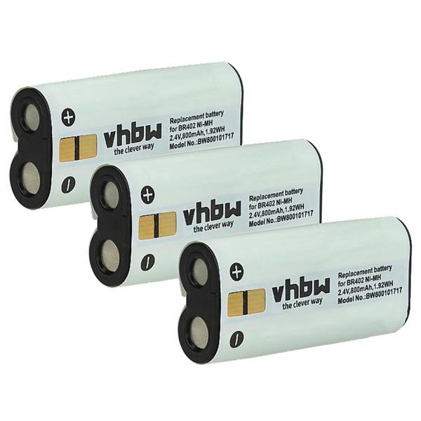 vhbw 3x Akku kompatibel mit Olympus DS-3300 | DS-2300, DS-5000, DS-4000, DS-5000ID Diktiergerät (800 mAh, 2,4 V, NiMH)