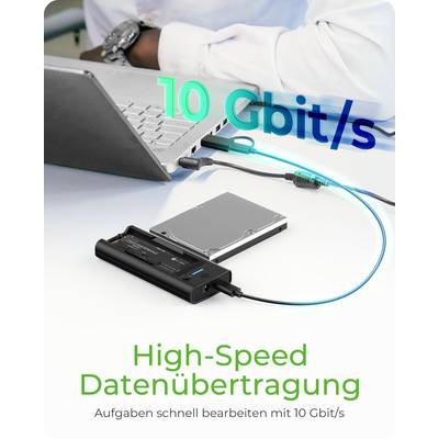 IB-180MS-C31 SSD Docking 1x 2,5"/3,5" & 1x M.2 PCIe NVMe zu USB 3.2 Gen 2 10 Gbit/s, Werkzeuglos, ohne Netzteil, Kunst.-2