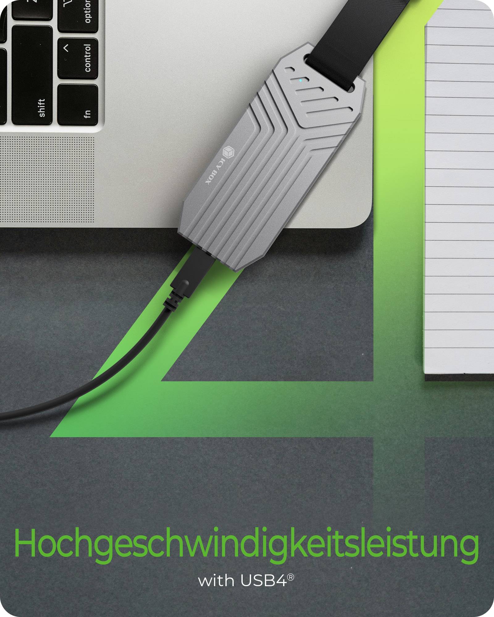 IB-1919M-C42, Type-C® USB4® Gen 3x2 (40 Gbit/s) zu PCIe NVMe M.2 2280 High-Performance SSD Enclosure-1