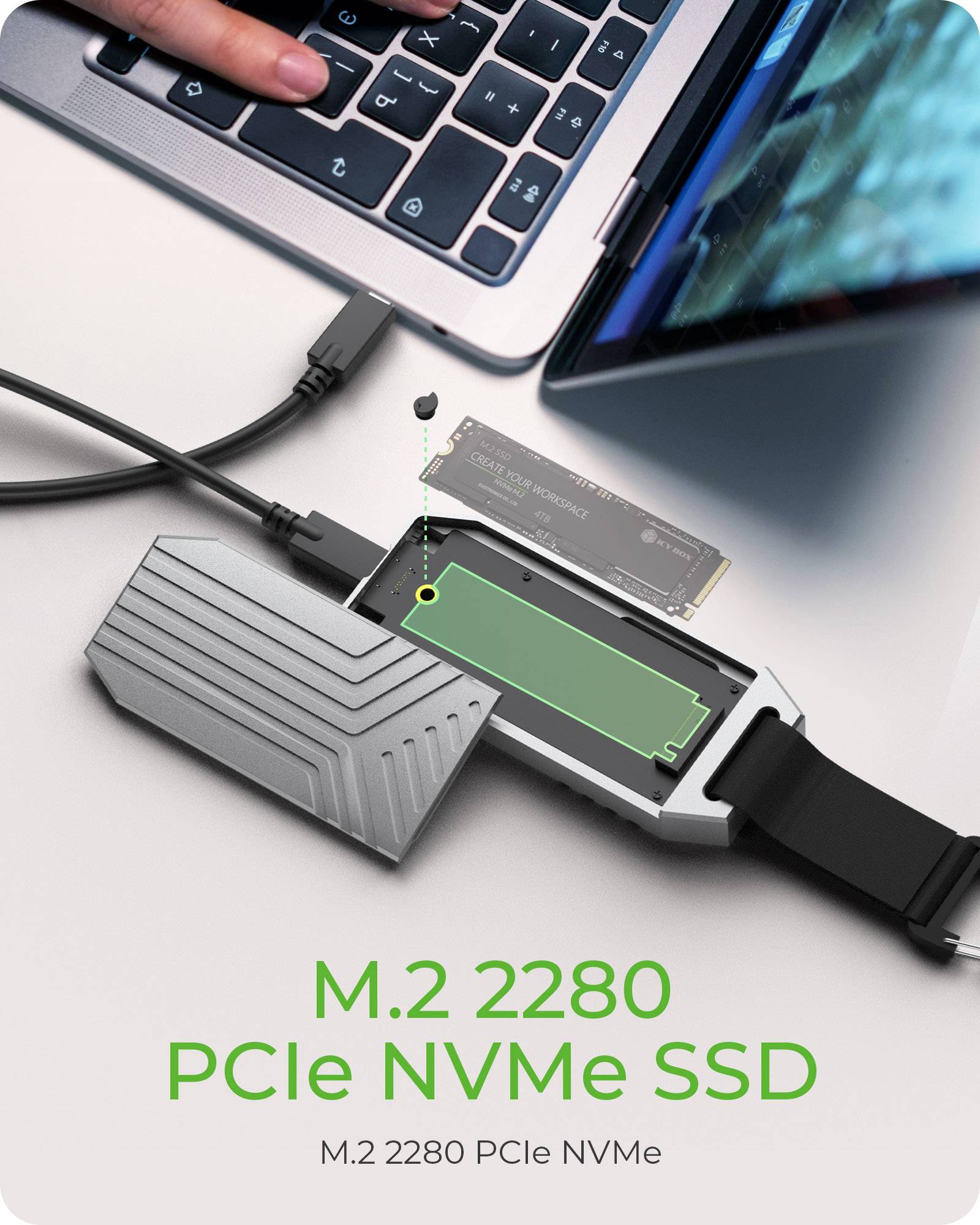 IB-1919M-C42, Type-C® USB4® Gen 3x2 (40 Gbit/s) zu PCIe NVMe M.2 2280 High-Performance SSD Enclosure-3