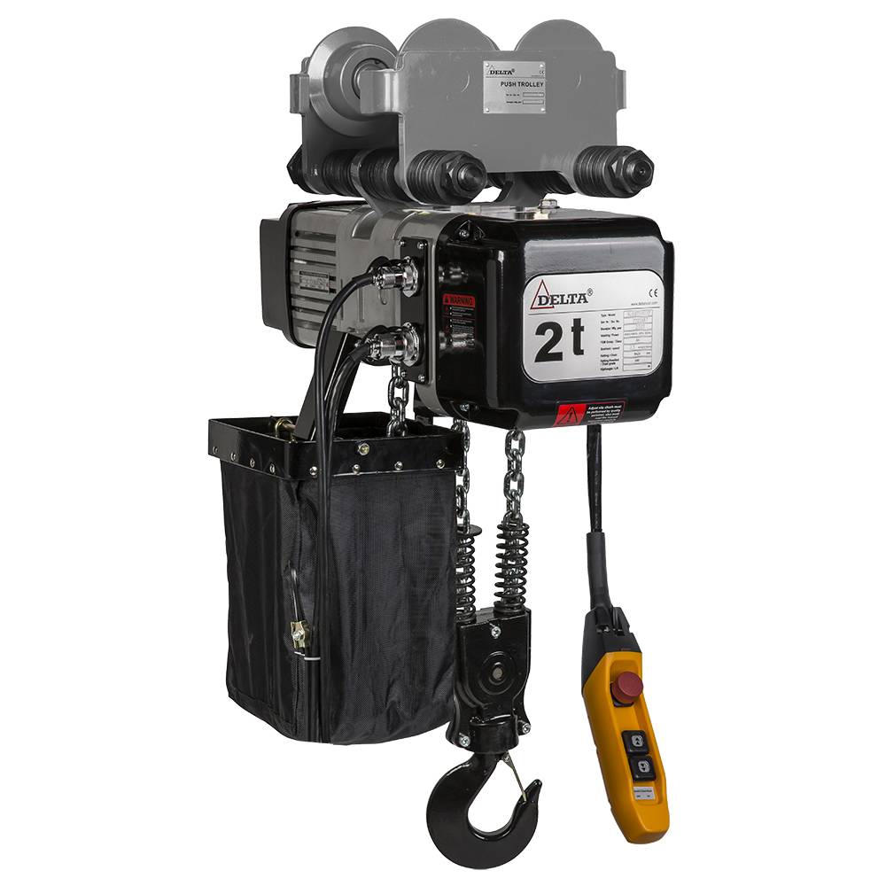 DELTA Elektrischer Kettenzug DTY mit Handfahrwerk - 400V - Tragkraft 2,0t Hubhöhe 6m 2 Geschwindigkeiten 2-Strang-0