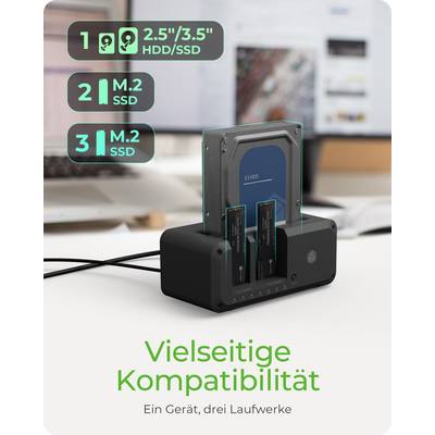 IB-2924MSCL-C31, Docking & CloneStation, klont 1x 2,5"/3,5" zu 1x M.2 NVMe & M.2 NVMe zu M.2 NVMe, erk. 3x Lw. Ü. USB-C®-2
