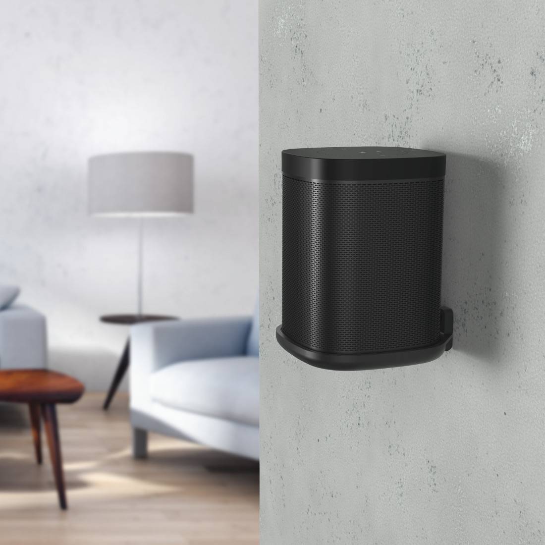 hama 00220886 Lautsprecher-Wandhalterung für Sonos One/One SL, Schwarz-2