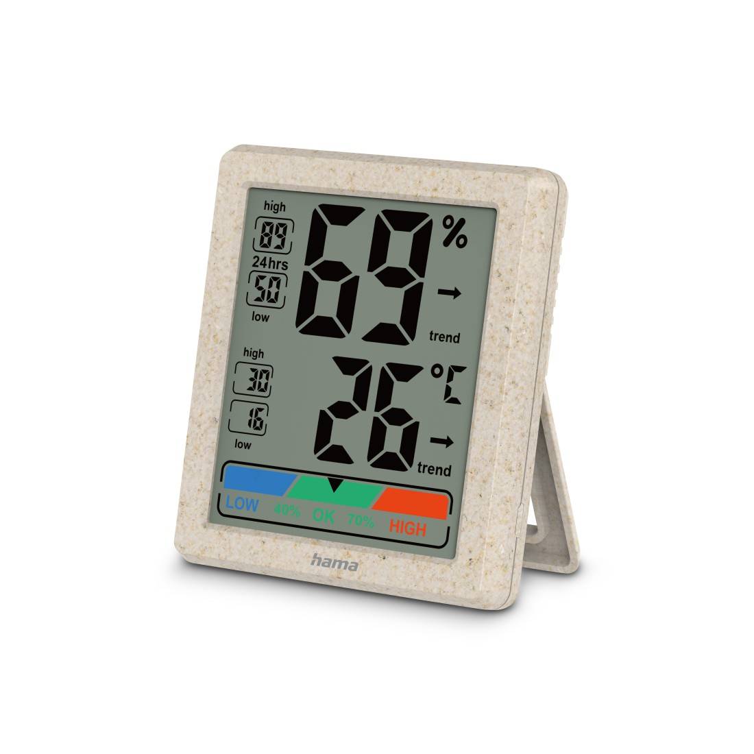 hama 00222227 Thermometer und Hygrometer "Ponza", digital, für innen, Beige-3