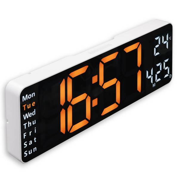 hama 00222224 Digitale Wanduhr "Santa Cruz", Thermometer, großes Display, Fernbedien., WS