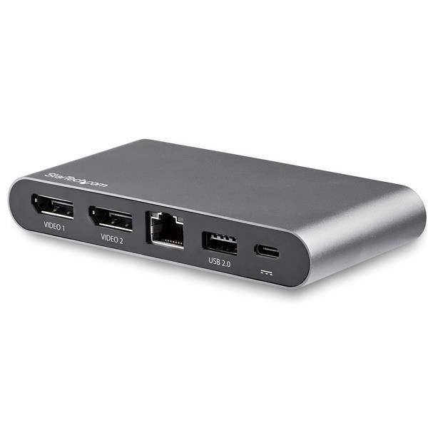 StarTech.com USB C Dock, 4K Dual Monitor DisplayPort, Mini Laptop Docking Station, 100W Power Delivery Passthrough, GbE,