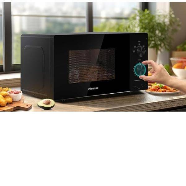 Hisense H20MOBP1G, Arbeitsplatte, Grill-Mikrowelle, 20 l, 700 W, Drehregler, Schwarz
