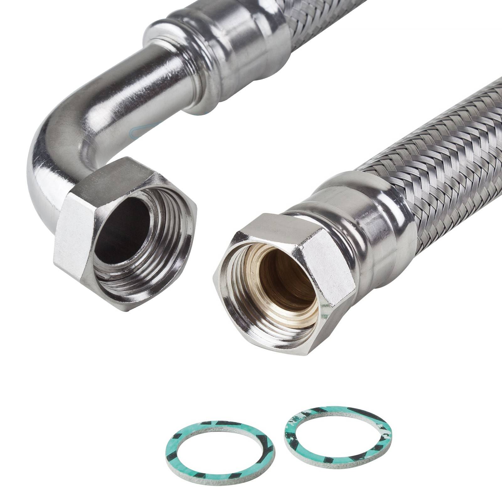 Edelstahl Panzerschlauch 3/4" Zoll Bogen 100cm 1000mm Flexschlauch-0