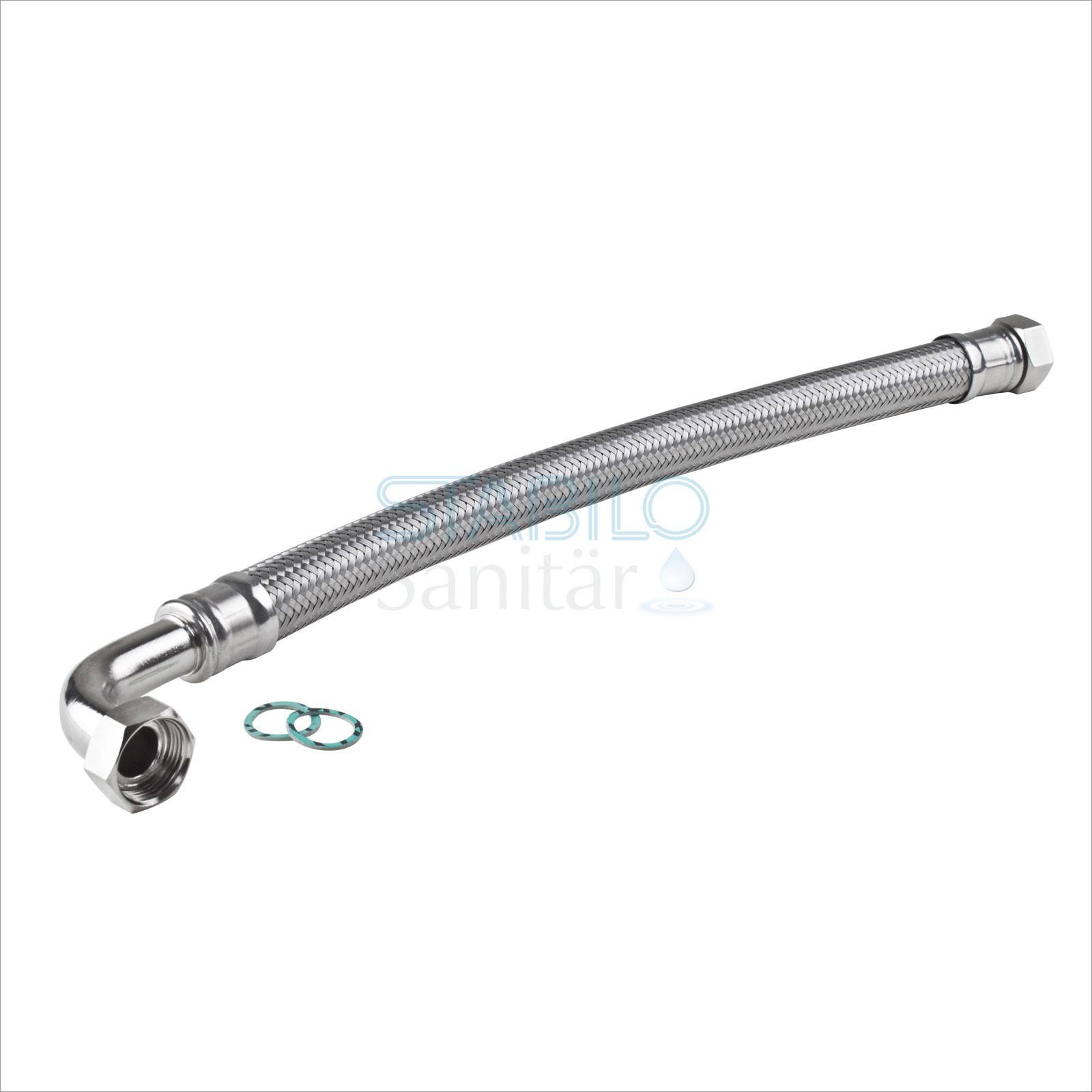 Edelstahl Panzerschlauch 1 Zoll Bogen 30cm 300mm DN25 Brauchwasser Flexschlauch-1