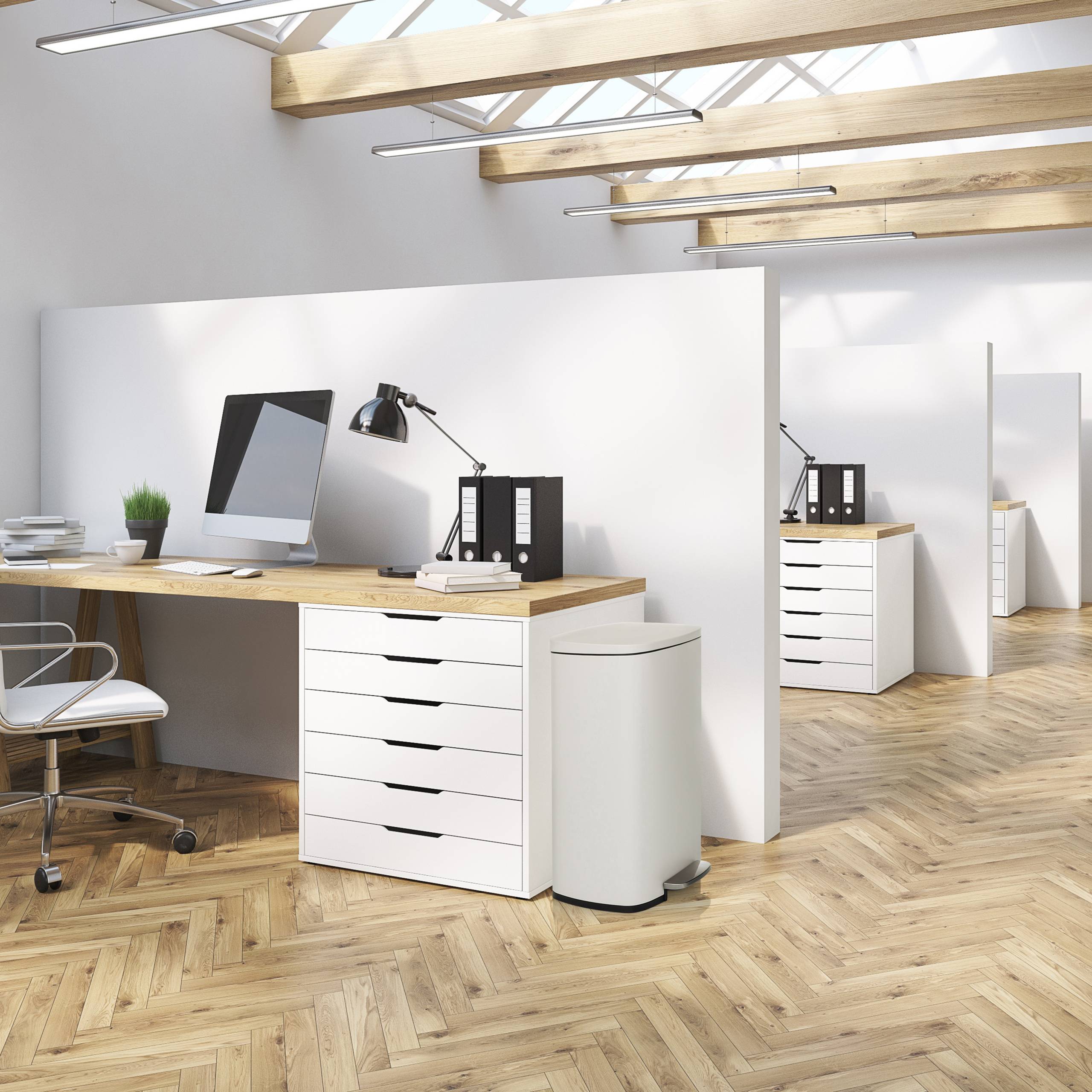 Abfallsammler Mülleimer CLEAN XV 50L Stahl beige hjh OFFICE-3
