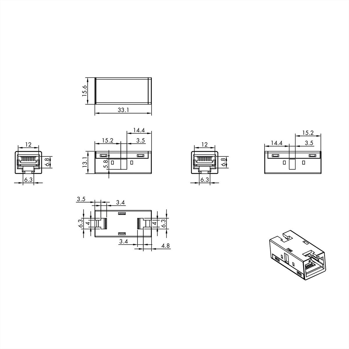 ROLINE RJ-45 Kupplung geschirmt, Cat.6A (Class EA), Metallgehäuse-3