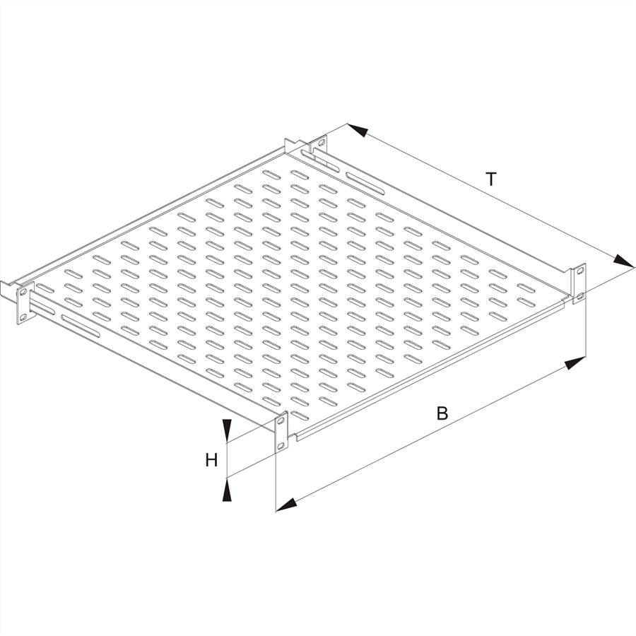 CONTEG 19"-Geräteträger schwarz 1 HE, 435 x 650 mm, max. 15kg-1