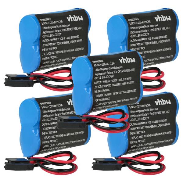 vhbw 5x Batterie kompatibel mit GE / Fanuc A06B-6093-K001 | A98L-0031-0011/L PLC Programmable Logic Controller (2200 mAh