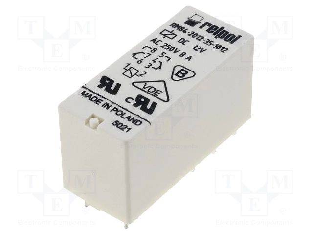 Relais: elektromagnetisch; DPDT; USpule : 12VDC; 8A/250VAC; 8A RM84-2012-35-1012 Elektromagnetische Mini-Relais-0