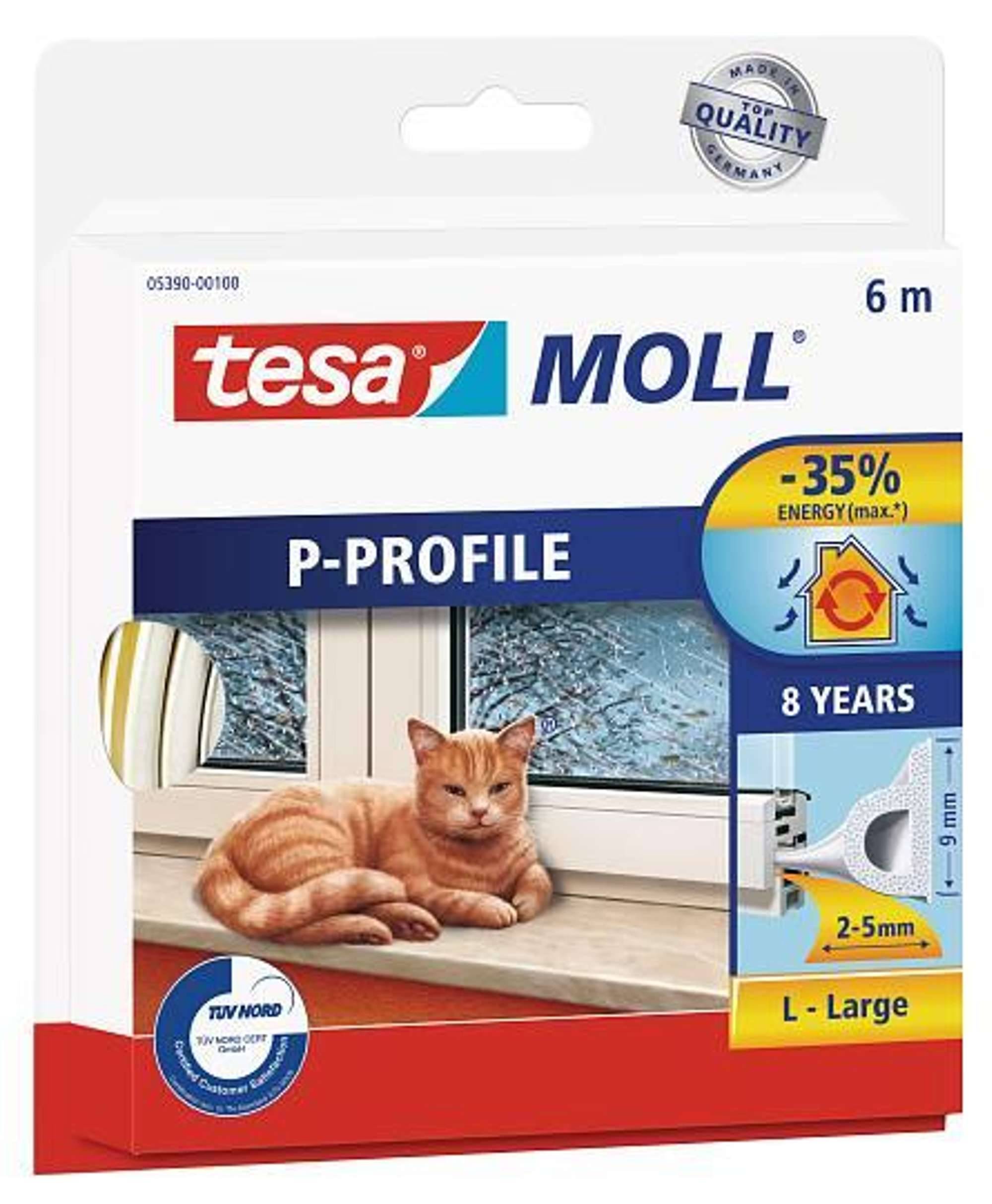 tesamoll P-Profil Gummidichtung 5390 6m : 9mm : 5,5mm, 6 m x 9 mm x 5,5 mm, Weiß-0