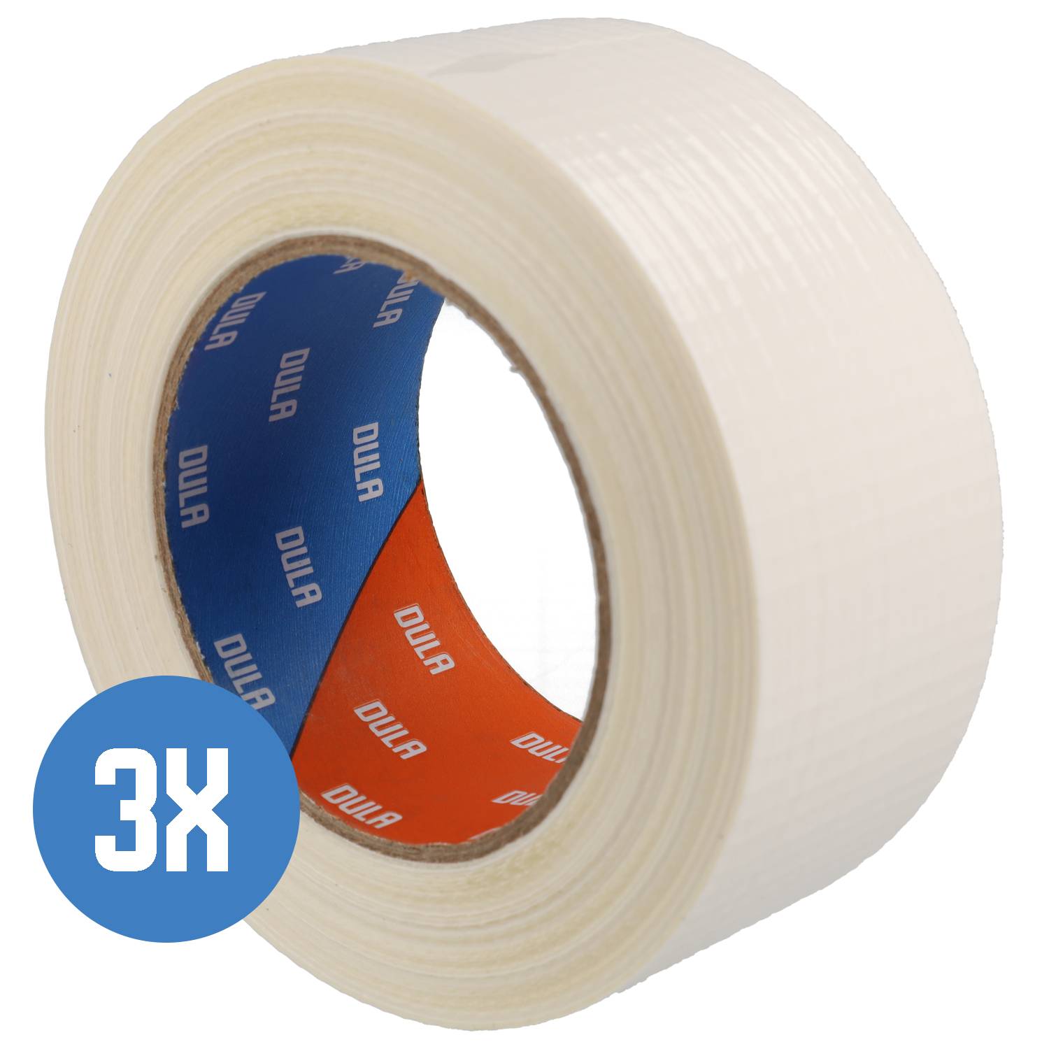 DULA Gewebeband - Weiß - 50 mm x 50 m - 3 Rollen Gewebeband - Reparaturband-0