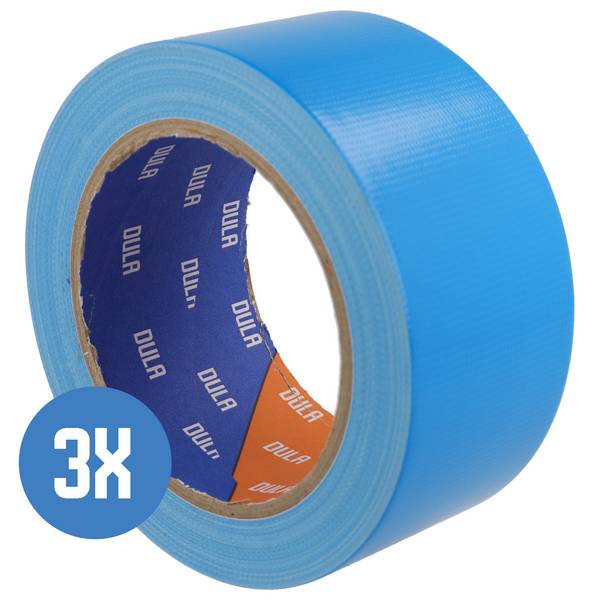 DULA Gewebeband - Blau - 50 mm x 25 m - 3 Rollen Gewebeband - Reparaturband