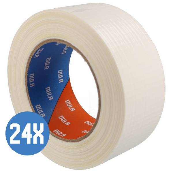 DULA Gewebeband - Weiß - 50 mm x 50 m - 24 Rollen Gewebeband - Reparaturband