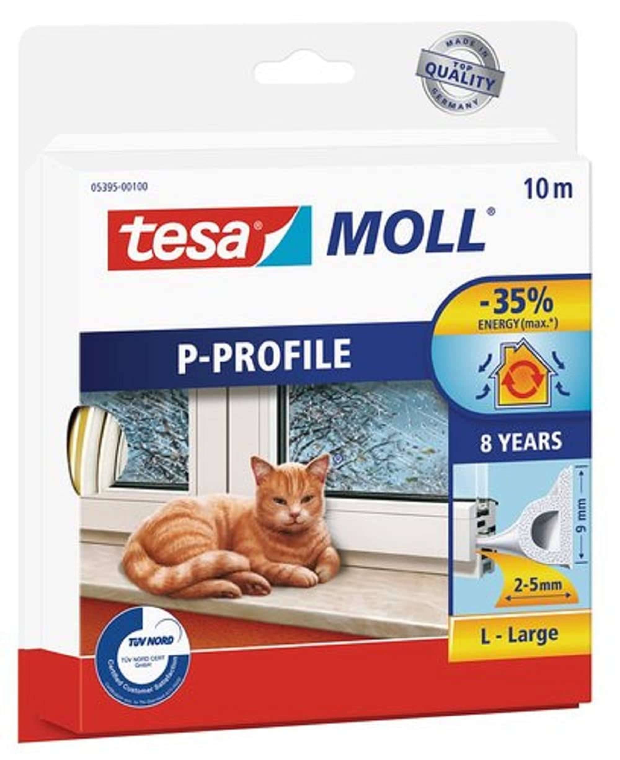 tesamoll 05395 P-Profil Gummidichtung 10m : 9mm, weiss-0
