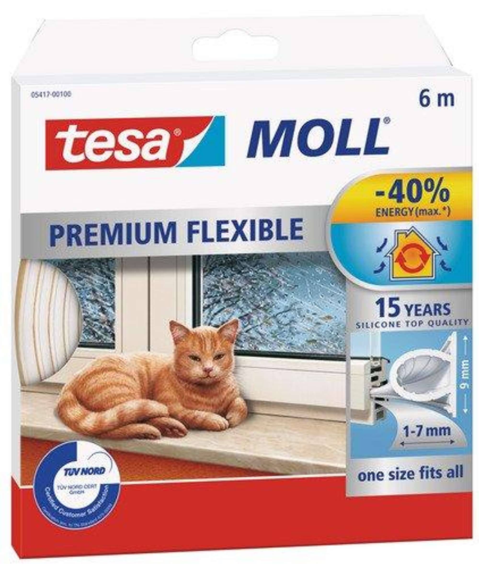 tesamoll 05417 Premium Flexible Silikondichtung 6 m x 9 mm x 7 mm, weiss-0