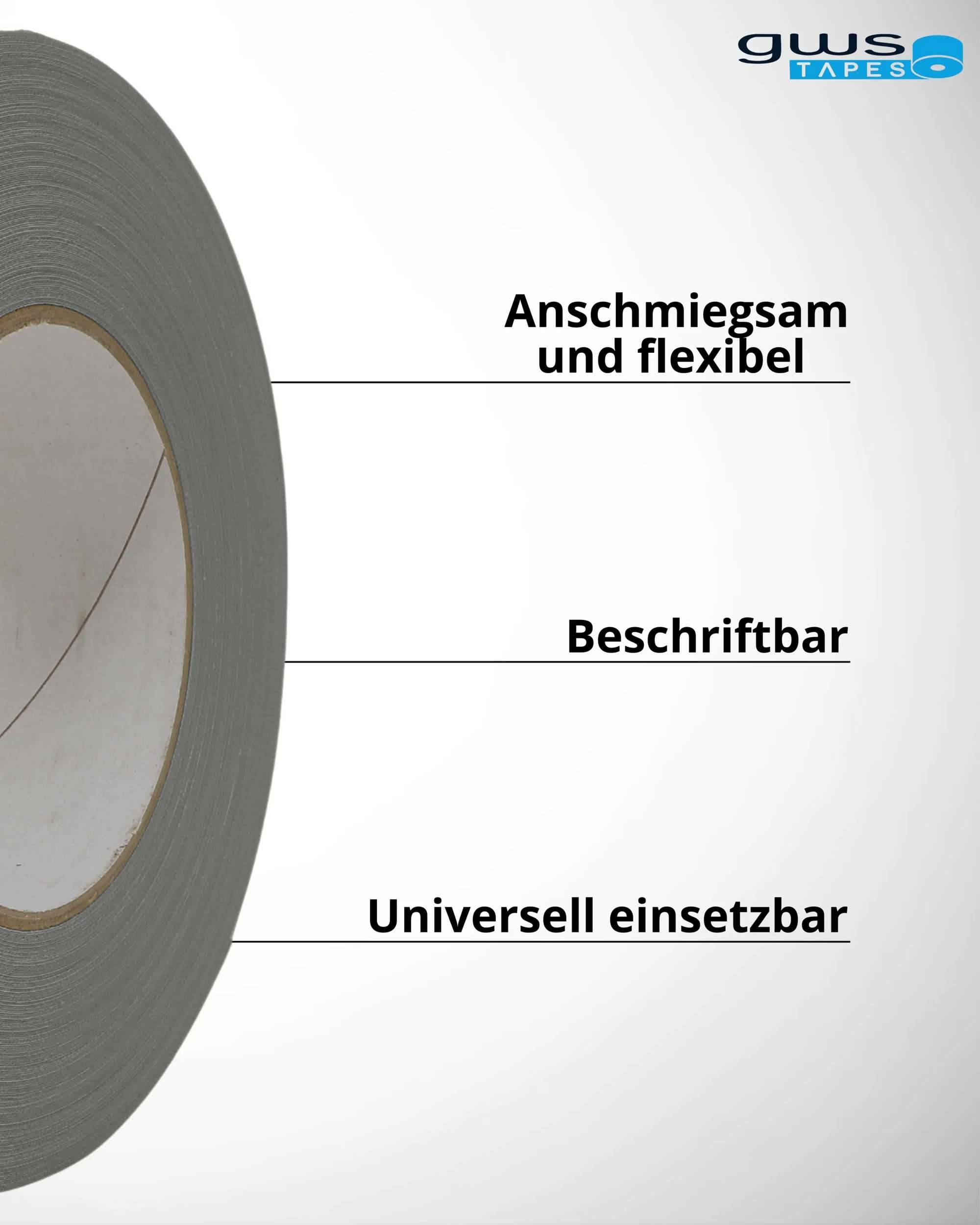 gws 21541 Grip- Gewebeband, Griffschutz, 50 m x 25 mm, grau-2