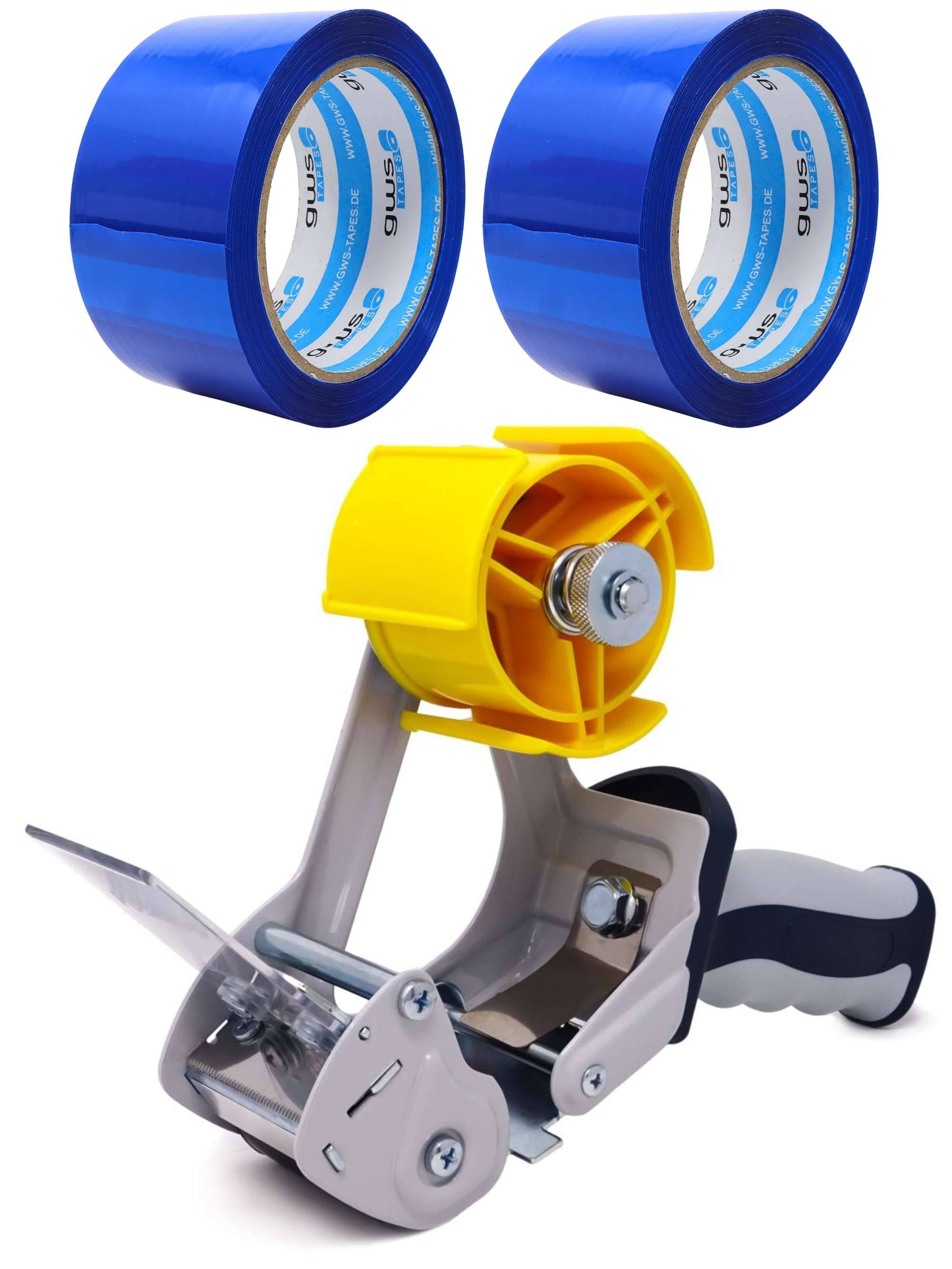 gws Verpackungsklebeband-Set, 66 m x 50 mm, Abroller + 2 Rollen blau-0