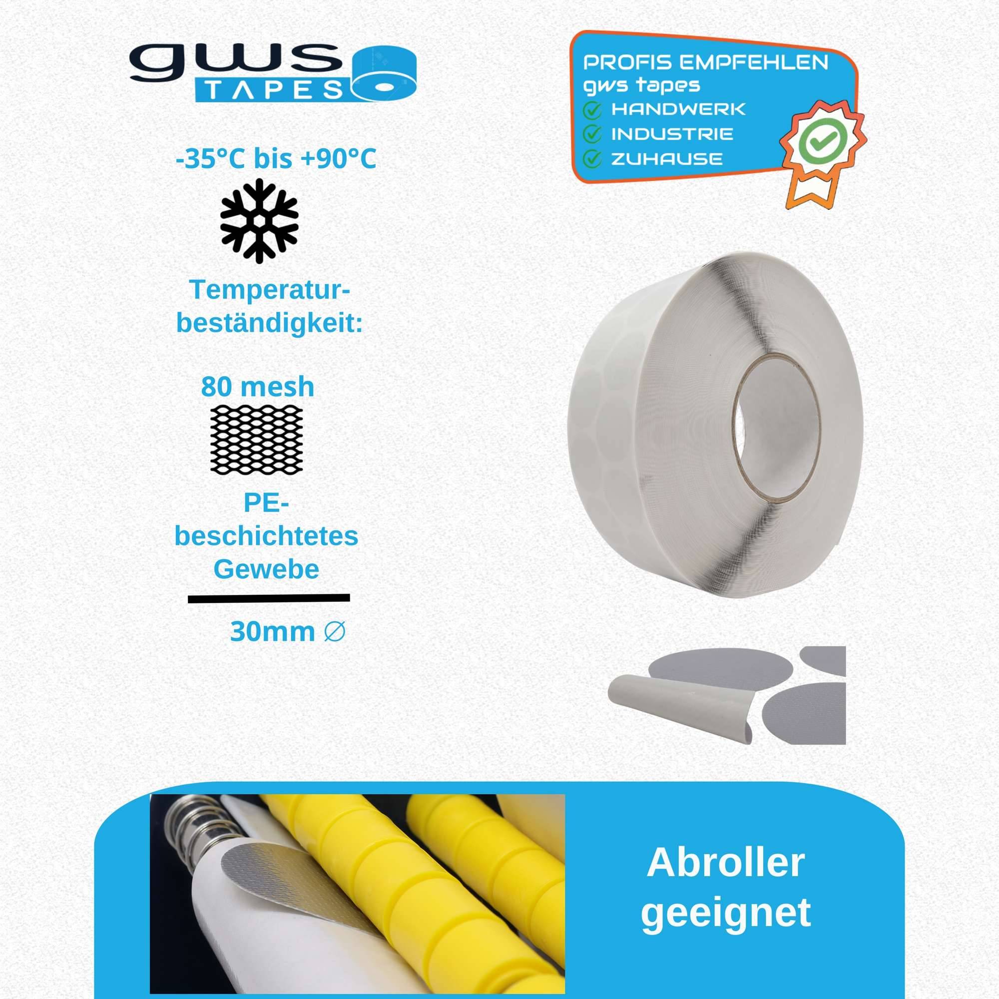 Premium Gewebeklebepunkte- Robuste und Haftstarke Ronden, Klebepunkte, grau , Ø 30 mm, 4000 St.-2
